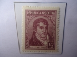 Stamps Argentina -  Bernardino Rivadavia (1780-1845)-Presidente (1824/27)- Serie:Personalidades- Sello berbellón rojo de