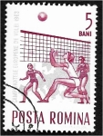 Stamps Romania -  Campeonato de Europa de voleibol, voleibol femenino y mapa de Europa