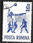 Stamps Romania -  Campeonato de Europa de voleibol, voleibol masculino y mapa de Europa