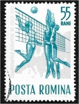 Stamps Romania -  Campeonato de Europa de voleibol, voleibol femenino y mapa de Europa