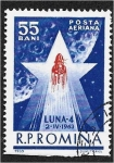 Sellos de Europa - Rumania -  Cosmos - Luna 4, cohete 