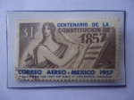 Stamps Mexico -  Centenario de la Constitución de 1857 - Figura Alegórica escribiendo las Leyes