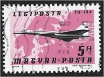 Stamps Hungary -  Aeropuerto. Aviones, Aerolíneas y Mapas. TU-144, Aeroflot, Europa del Norte