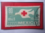 Stamps Mexico -  100 Años de la Cruz Roja Internacional (1862-1962)  Paloma de la Paz-Emblema- Sello de 80Ct. Año 196