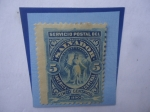 Stamps : America : El_Salvador :  Serie: Victoria en un Óvalo - Sello de 5 Ctvos. Año 1890.- 