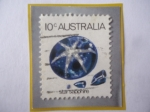 Sellos de Oceania - Australia -  Zafiro Estrella - Serie: Animales Marinos y Minerales- Sello de 10 Ctvs. Australianos, año 1974.