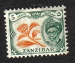 Stamps Tanzania -  Imágenes del sultán Khalifa bin Harub. Clavos de olor