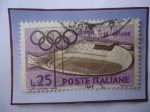 Stamps Italy -  XVII Olimpiadas (1960)-Pista de Bicicletas - Juegos Olímpicos de Verano1960 - Anillos Olímpicos.