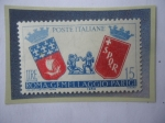 Stamps Italy -  Roma-Gemellaggio-Paris-3er Aniv.del Hermanamiento entre Roma y Paris-Escudos de Armas-Rómulo y Remo.