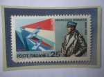 Stamps Italy -  Francesco Baracca (1888-1918) Conde y Aviador Italiano - Sello de 25 Lira. Año 1968.