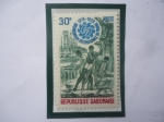 Stamps Gabon -  50°Aniversario de la Organización Internacional del Trabajo (1919-1969)- Emblema-Sello de 30 Franco 