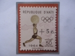 Sellos de America - Hait� -  Levantamiento de Pesas- Juegos Olímpicos de Verano 1964-Tokio-Sello de 50+5 céntimo.