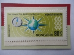 Stamps Mongolia -  Año Internacional del Sol (1964/65)-Magnetismo- Sello de 80 Möngö. Año 1965.