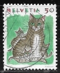 Stamps : Europe : Switzerland :  Animales domesticos - gatos