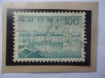 Stamps : Europe : Finland :  Helsink-Puerto de Helsinki el mas activo de Europa y Finlandia-100mK-Marco Finlandés.Año 1945.