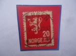 Stamps Norway -  León Tipo II - Sello de 20 Ore, año 1927.