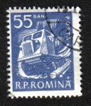 Stamps Romania -  Vida diaria. Tractor maderero