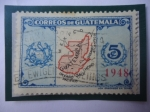 Sellos de America - Guatemala -  Mapa de Guatemala - Sello de 5 Ctvs. Guatemaltecos. Año 1948