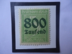 Stamps Germany -  Alemania Reino- Serie: Inflación-Sobretasa de 800 Reichsmark sobre 5 Pfennig. Año 1923.