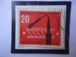 Stamps Germany -  Republica Democrática- Día del Sello- Micrófono, Radio, Transmisión.