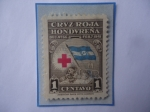 Stamps : America : Honduras :  Cruz Roja Hondureña (Decreto N°66 del año 1941)-Selo de Impuesto Postal - Bandera-Emblema.