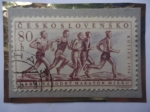 Sellos de Europa - Checoslovaquia -  Carrera de Atletismo - en la Ciudad de Kosica- Eslovaquia- Sello de 80 Halir. Año 1956