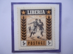 Sellos del Mundo : Africa : Liberia : Futbol - Serie: Deporte- Sello de 5 C{entimos de Liberia. Año 1955