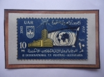 Stamps Egypt -  UAR - 2°Festival Internacional de Televisión de Alejandría- Sello de 10 Millieme Egipcio Año 1963.
