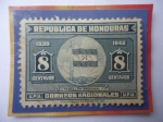 Stamps : America : Honduras :  Bandera de Honduras - Sello de 8 Ctvs. Hondureño, año 1939