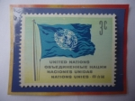 Sellos de America - ONU -  UN- Bandera- ONU de Nueva York- Sello de 3 Ctvs. de USA.