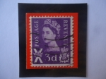 Stamps United Kingdom -  Elizabeth II-Emisiones Regionales de Escocia- Postage Revenue-Sello de 3d-Penique Británico (viejos)