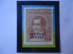 Stamps Argentina -  Mariano Moreno-Sello Sobreimpreso: Servicio Oficial- 5 CT. Año 1945