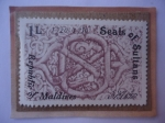 Stamps Maldives -  Sello del Sultán Ibrahim II - Sello de 1 Lari Malasio. Año 1980