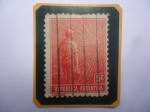 Sellos de America - Argentina -  Obrero Agrícola-Sello: J.M. LUBARY. (Sello Tamaño Grande) 5 Ct. año 1911
