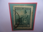 Stamps Argentina -  Alegoría-Libertad Sentada- Serie Alegoría.
