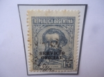 Stamps Argentina -  Martín Miguel de Güemes (1785-1821)Militar- Sello sobreimpreso con 