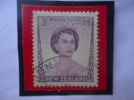 Sellos de Oceania - Nueva Zelanda -  Queen Elizabeth II- Visita Real- Sello de 3 peniques de Nueva Zelanda. Año 1953