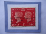 Stamps United Kingdom -  King George VI-Queen Victoria del Reino Unido- Centenario del Sello Postal (1840-1940)-Postage Revnu
