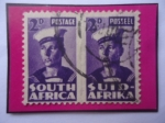 Stamps South Africa -  Soldado de la Marina- Serie:Esfuerzo de Guerra- Sello de 2 penique Sudafricano, año 1943