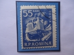 Stamps Romania -  Tractor- Transporte de Madera - Sello de 55 Ban Rumano, del año 1960.