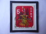 Stamps Japan -  Saludo de Año Nuevo - Serpiente d Paja- sello de 5 Yen, año 1965