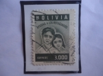 Stamps Bolivia -  Ayuda a los Refugiados - Año Mundial del refugiado- Sello de 3000 Boliviano, año 1960