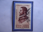 Stamps Chile -  España a Chile-Alonso de Ercilla (1533-1594) Poeta Soldado-Ayuda para el Terremoto. 