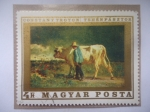 Stamps Hungary -  Constant Troyon (1810-1865)-Pintor Francés- Oleo: El Vaquero-