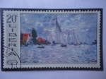 Stamps Liberia -  Clayde Monet (1840-1926)-Oleo:Regata en Argenteuil-Francia- Museo d´Orsay