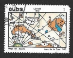 Stamps Cuba -  1850 - Mapa de Cuba