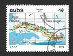 Stamps Cuba -  1853 - Mapa de Cuba