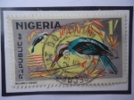 Stamps : Africa : Nigeria :  Martín Pescador Pecho Azul (Halcyon malimbica)- Pie de Imprenta:Maurice Fievet-1Chelín de Ng.
