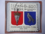 Stamps : Europe : Iceland :  Escudos de Arma 1904-79 -Gobierno de Ialandia-75°Aniversario del Ministerio dé Islandia