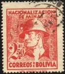 Stamps : America : Bolivia :  Nacionalización de la industria minera.